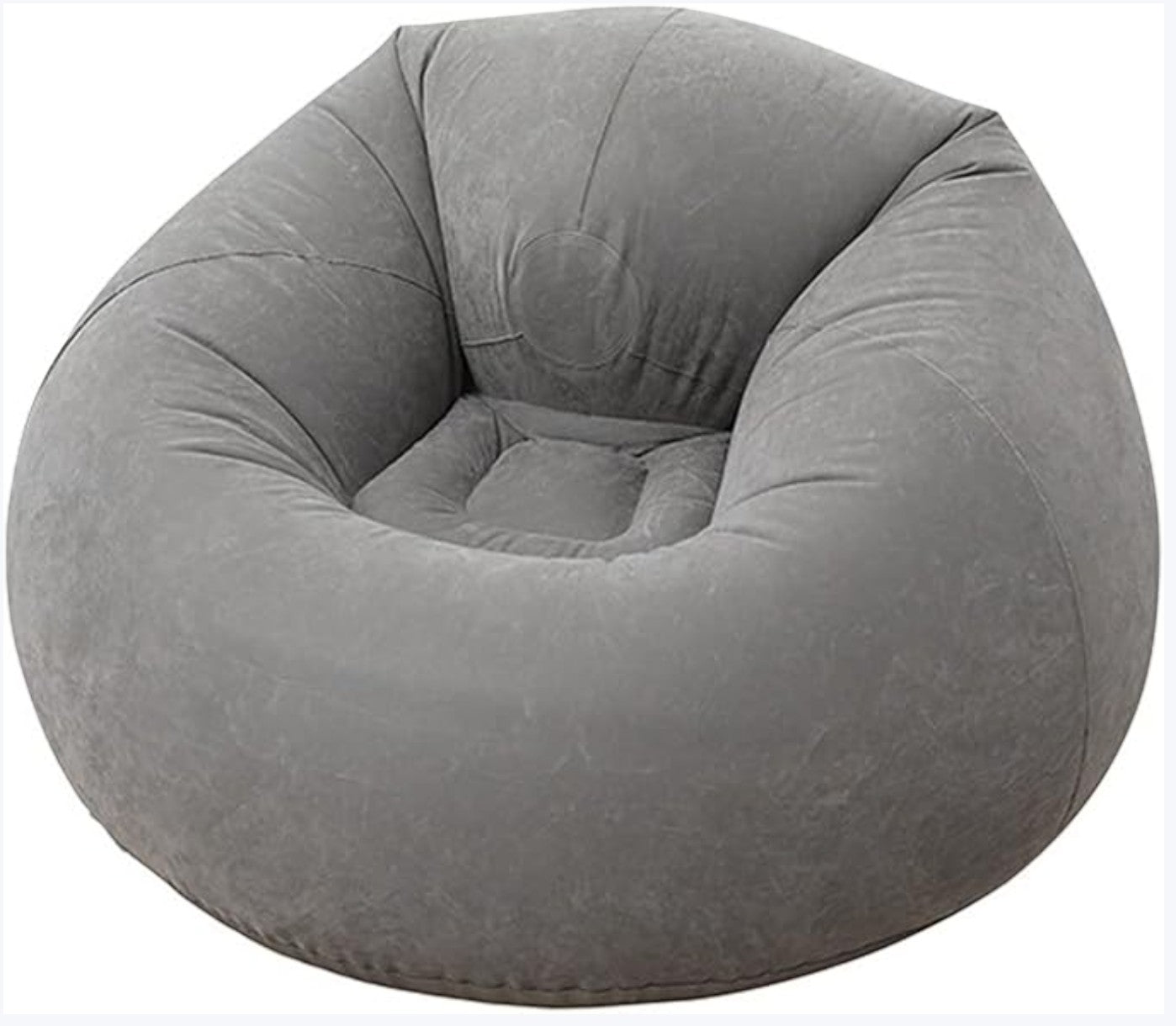 JHATPAT grey inflatable bean bag chair with flocked surface, perfect for lounging and gaming.