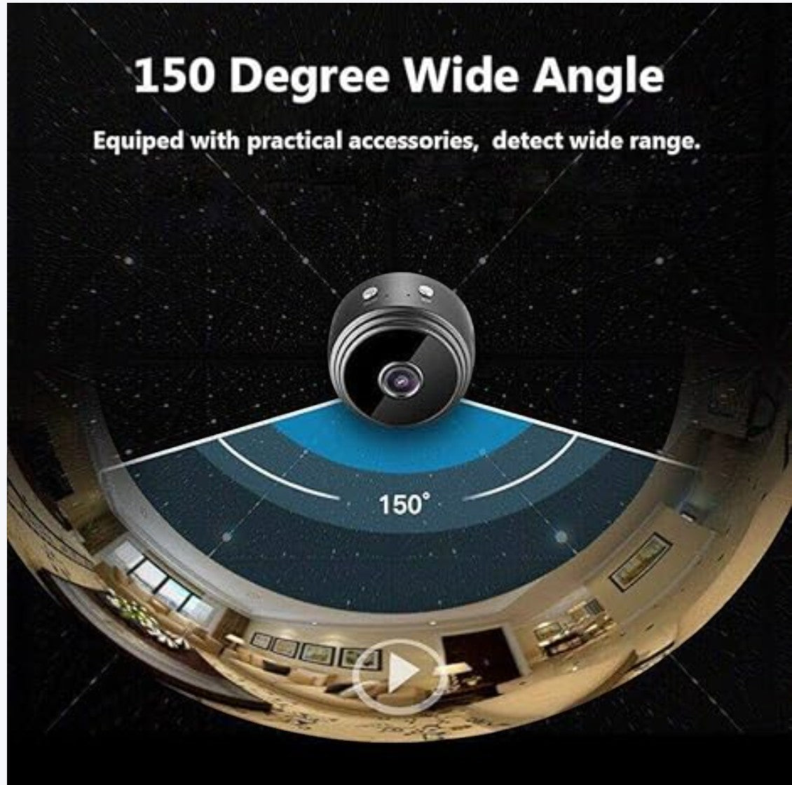JHATPAT A9 Mini Wireless Security Camera with 150-degree wide-angle lens, HD video, night vision, and motion detection.