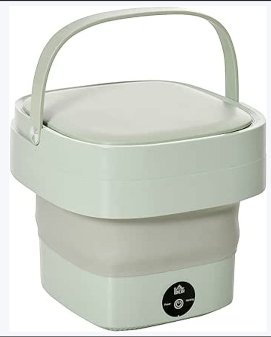 JHATPAT foldable mini laundry machine in light green, collapsible for travel and dorms, ideal for small garments.