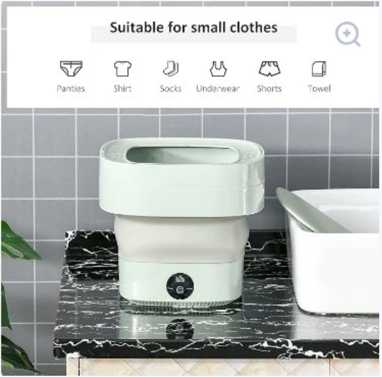 JHATPAT foldable mini laundry machine, light green, suitable for small clothes like socks and underwear.