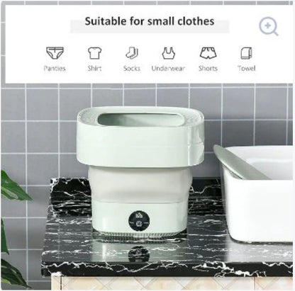JHATPAT foldable mini laundry machine, light green, suitable for small clothes like socks and underwear.