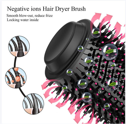 JHATPAT Negative ions hair dryer brush with oval barrel for smooth blow-out, reduced frizz, and added volume.