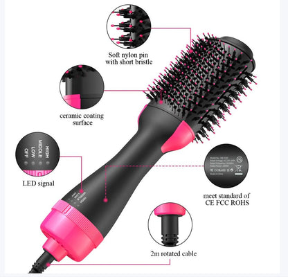 JHATPAT One Step Hot Air Brush with oval barrel, ceramic titanium coating, ionic technology, and 3 heat settings.